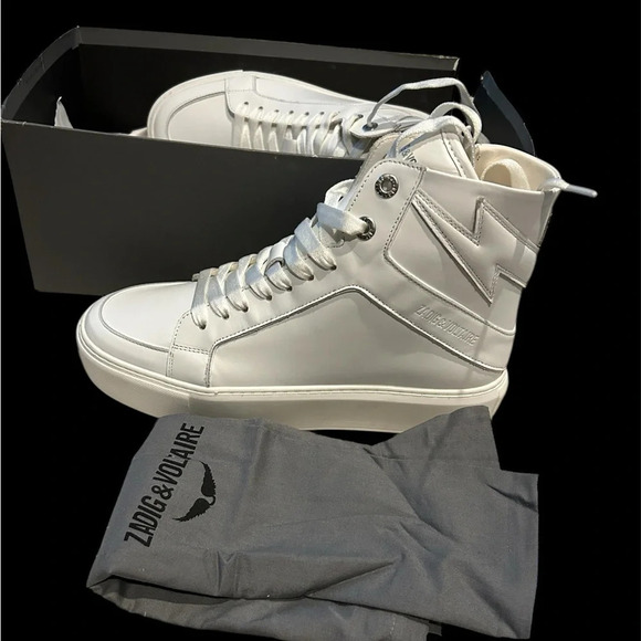 New without box! Zadig & Voltaire High top white platform shoes - Picture 1 of 7